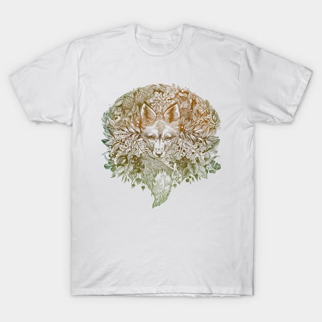 Autumn orange hiding fox T-Shirt by Saraknid